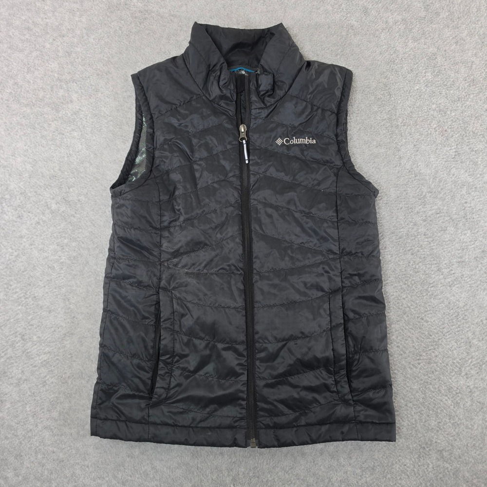 Columbia Womens Omni-Heat Puffer Vest Black Full Zip Quilted Size M